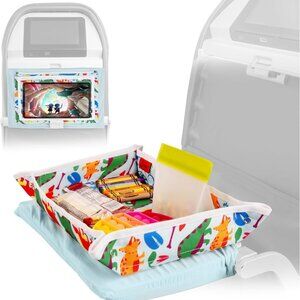 Lusso Airplane Tray Table Cover Portable Organizer/Pockets Dinos Washable